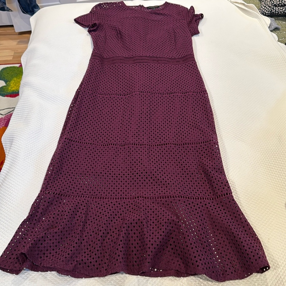 Banana republic dress. 10 Tall. Burgundy, sheer above bust and below knee.